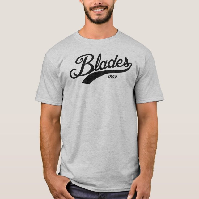 Blades Black Slightly Distressed Print T-Shirt (Front)