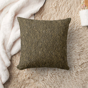 Blades Of Grass In Brown Nature Art Pattern Cushion