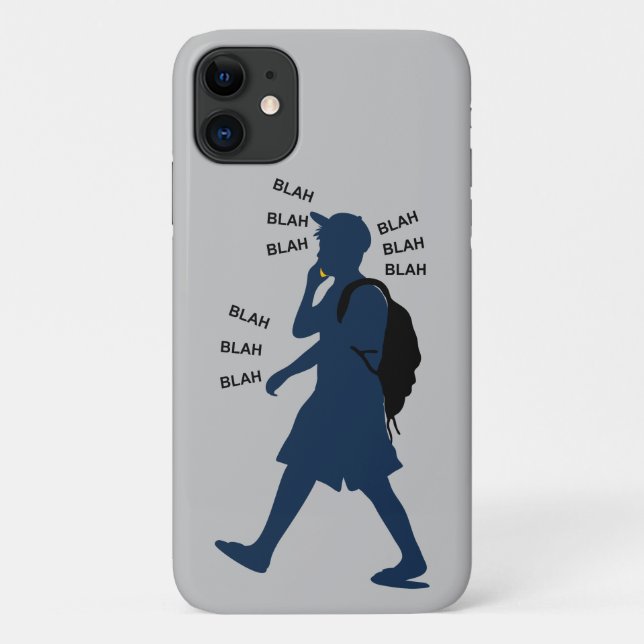 BLAH BLAH BLAH Boy Talking on Cell Phone Case-Mate iPhone Case (Back)