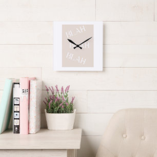 Blah Blah Blah Words with Beige Background.   Square Wall Clock