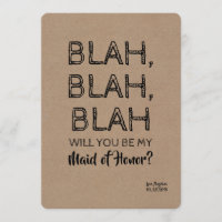 Blah Blah Funny Bridesmaid Proposal