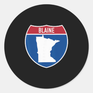 Blaine Minnesota Map Highway Interstate Sign Souve Classic Round Sticker