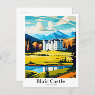 Blair Castle Scotland Vintage Travel Illustration Postcard