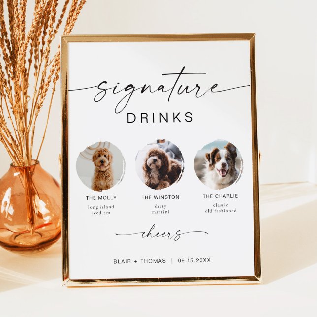 BLAIR Minimalist Boho 3 Photo Pet Signature Drink Poster (Creator Uploaded)