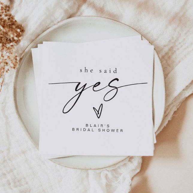 BLAIR Minimalist Boho She Said Yes Bridal Shower Napkin (Creator Uploaded)