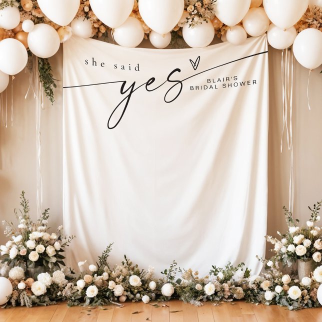 BLAIR Minimalist Boho She Said Yes Bridal Shower Tapestry (Creator Uploaded)