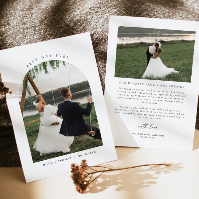BLAIR Modern Best Day Ever Wedding Thank You Card (Creator Uploaded)