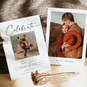 BLAIR Modern Bohemian Photo Engagement Party Invitation
