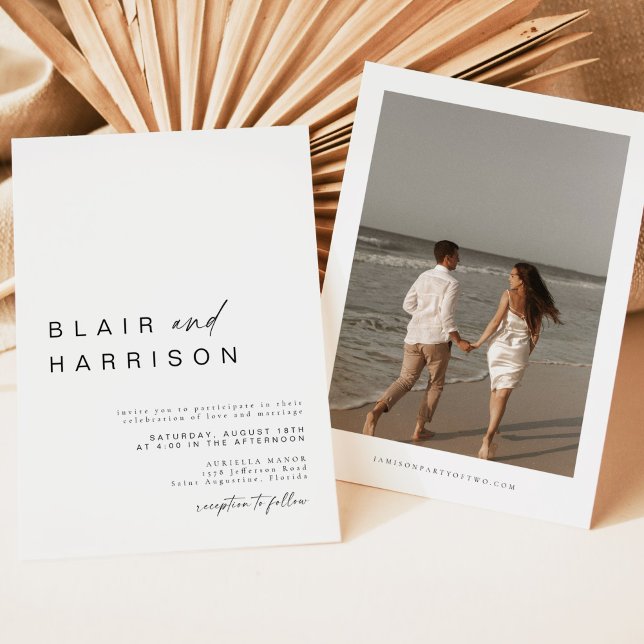 BLAIR Modern Bohemian Simple Photo Wedding Invitat Invitation (Creator Uploaded)
