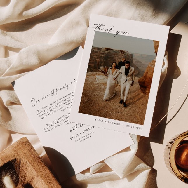 BLAIR Modern Boho Photo Wedding Thank You Note Invitation (Creator Uploaded)