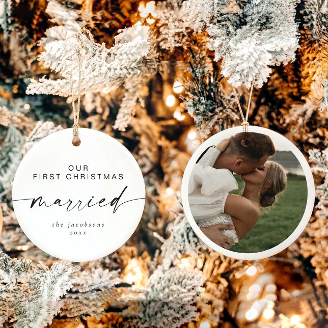 BLAIR Modern Minimal 1st Christmas Married Holiday Ceramic Tree Decoration (Creator Uploaded)