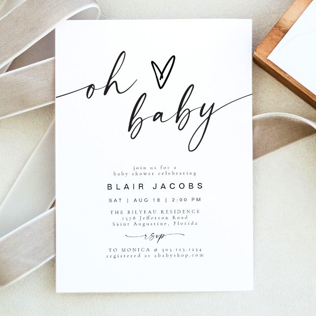 BLAIR Modern Minimal Boho Oh Baby Shower Invitation (Creator Uploaded)