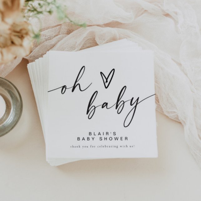 BLAIR Modern Minimal Boho Oh Baby Shower Napkin (Creator Uploaded)