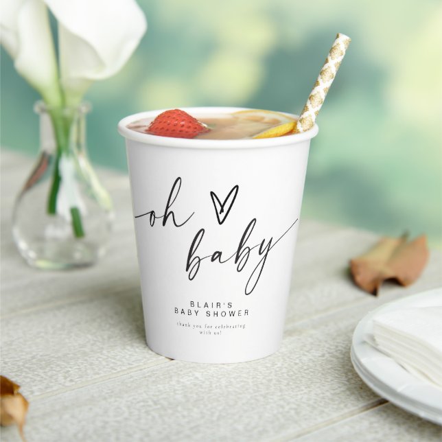 BLAIR Modern Minimal Boho Oh Baby Shower Paper Cups (Insitu)