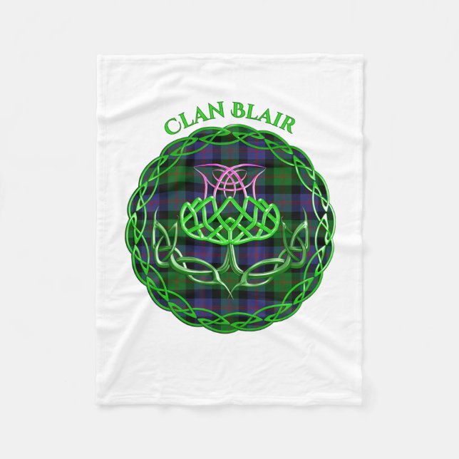 Blair Scottish Tartan Celtic Thistle Fleece Blanket (Front)