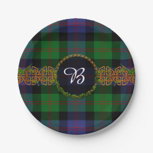 Blair Tartan And Monogram Paper Plate
