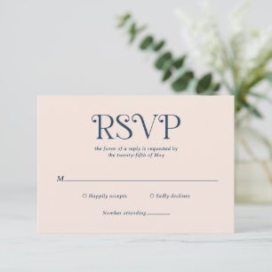Blaire Navy Blue Modern Wedding RSVP Card