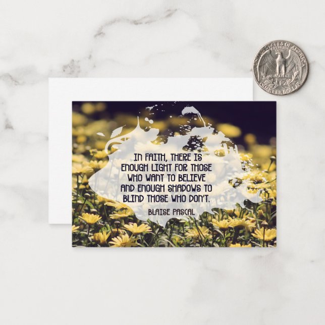 Blaise Pascal Inspirational Quote "In faith" Card (Front/Back In Situ)