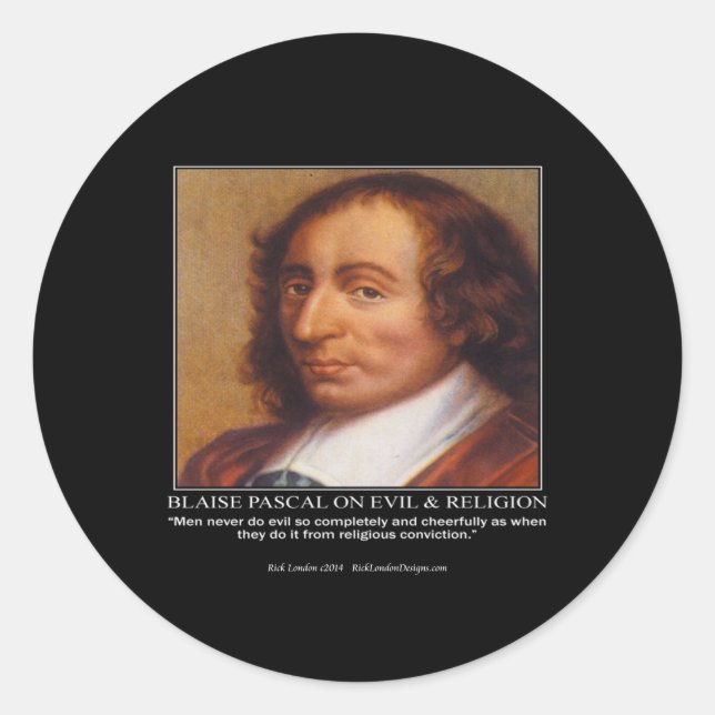 Blaise Pascal Religious Evil Quote Classic Round Sticker (Front)