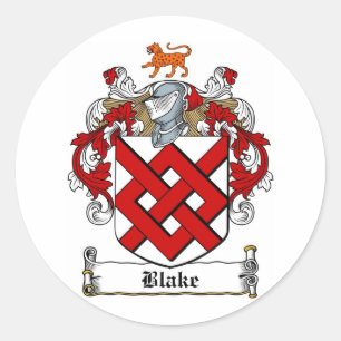 BLAKE FAMILY CREST - BLAKE COAT OF ARMS CLASSIC ROUND STICKER