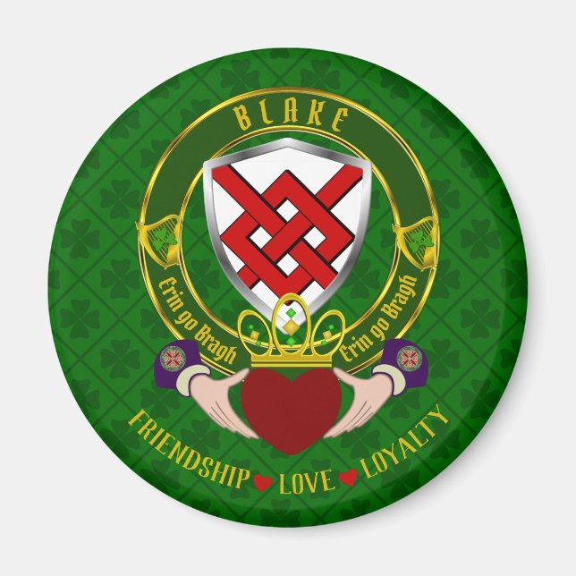 Blake Irish Shield & Claddagh Magnet (Front)