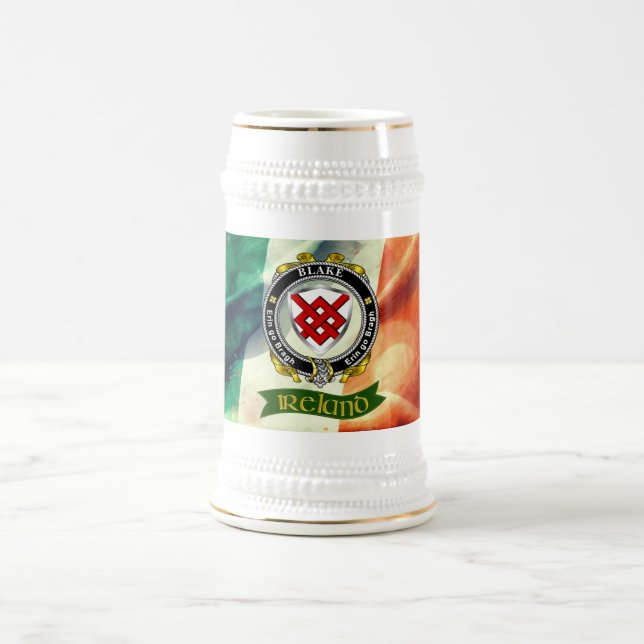 Blake Personalised Irish Badge w/Irish Flag Beer Stein (Center)