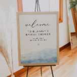 BLAKELY Sky Blue Watercolor Gold Fleck Baby Shower Poster<br><div class="desc">This baby shower welcome sign features a baby blue watercolor dip with golden flecks and an elegant script font. This welcome poster makes the perfect addition to your ocean or dusty blue themed event.</div>