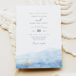 BLAKELY Sky Blue Watercolor Tropical Wedding Invitation<br><div class="desc">The Blakely Collection features a sky blue watercolor dip at the bottom with faux gold foil flecks and splatters. This collection is perfect for a beach or tropical themed event.</div>
