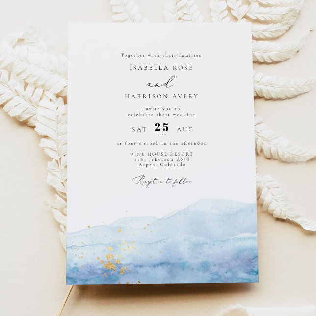 BLAKELY Sky Blue Watercolor Tropical Wedding Invitation (Creator Uploaded)