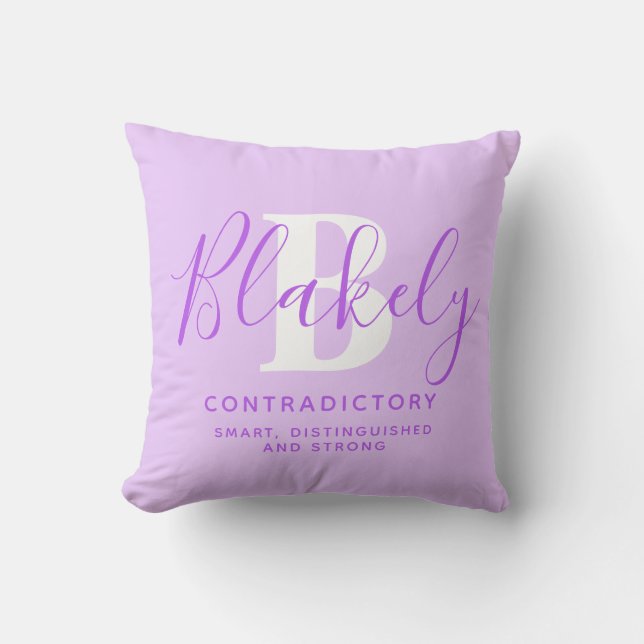 Blakely text purple name meaning  throw pillow (Front)