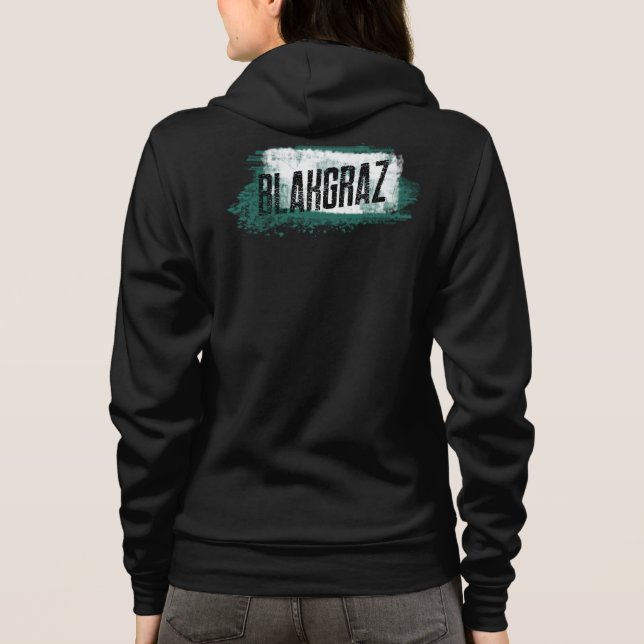 Blakgraz Green & White Painted Brush T-Shirt Hoodie (Back)