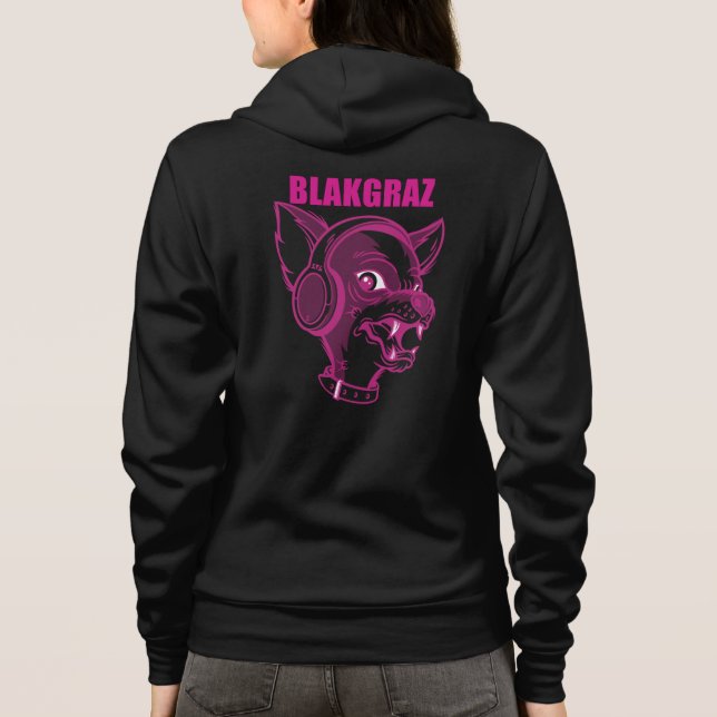 Blakgraz Lucy the Dog with Headphones T-Shirt Hoodie (Back)