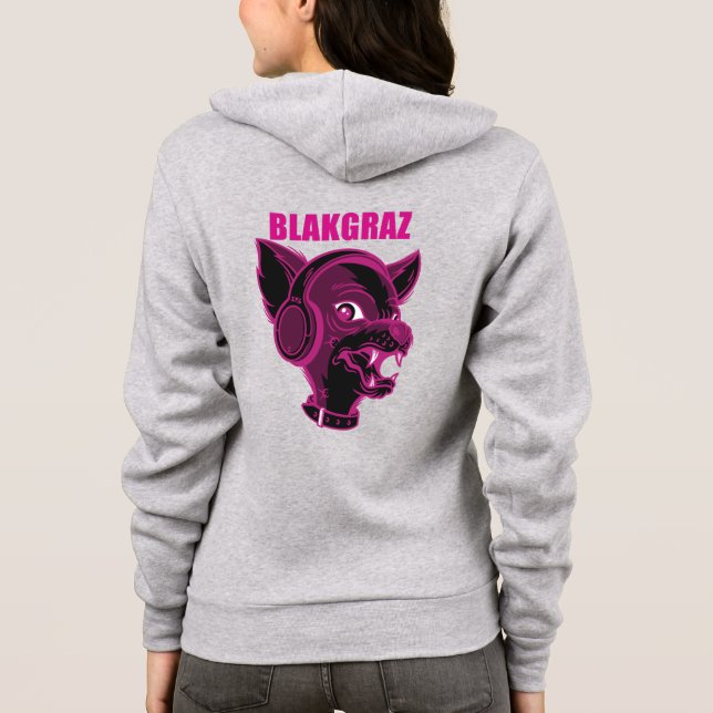 Blakgraz Lucy the Dog with Headphones T-Shirt Hoodie (Back)