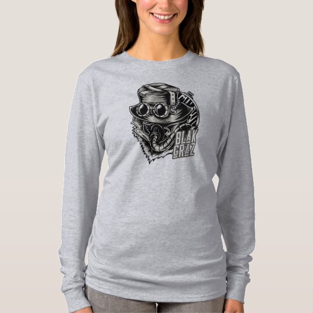 Blakgraz Steampunk Hat and Goggles T-Shirt (Front)