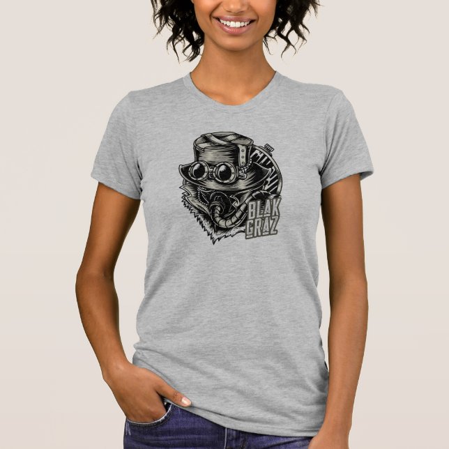Blakgraz Steampunk Hat and Goggles T-Shirt (Front)
