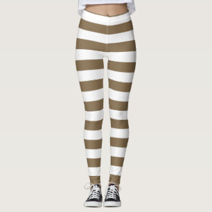 Blakish brown and white color horizontal striped leggings