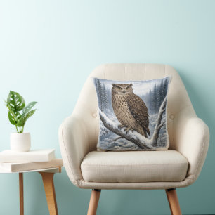 Blakiston’s Fish Owl in Winter Forest – Cushion