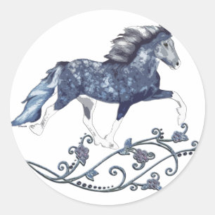Blámóða Icelandic Horse in Blue Classic Round Sticker
