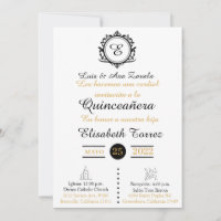 Blan oro invitations for quinceañ was elegant
