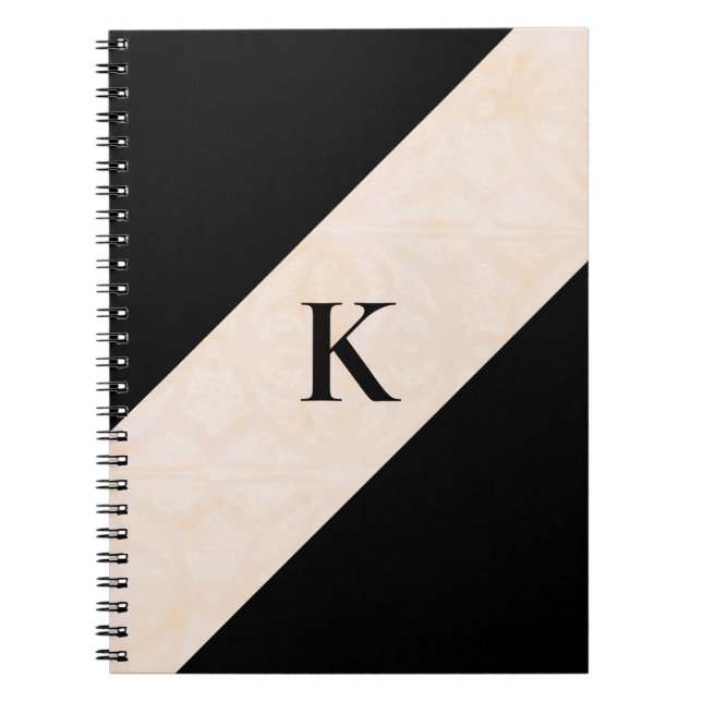 Blanc Cream Batik Black Monogrammed Notebook (Front)