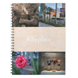 Blanc Cream Batik Collage and Name Notebook