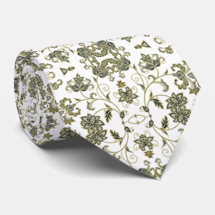 Blanca con decoración verde oliva suave tie