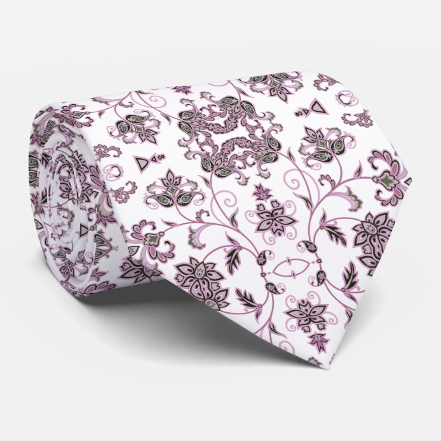 Blanca con decoración violeta suave tie (Rolled)