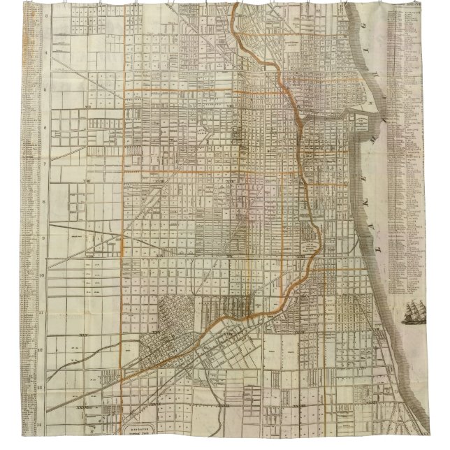 Blanchard's guide map of Chicago 2 Shower Curtain (Front)