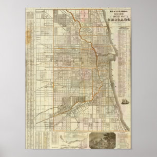 Blanchard's guide map of Chicago Poster