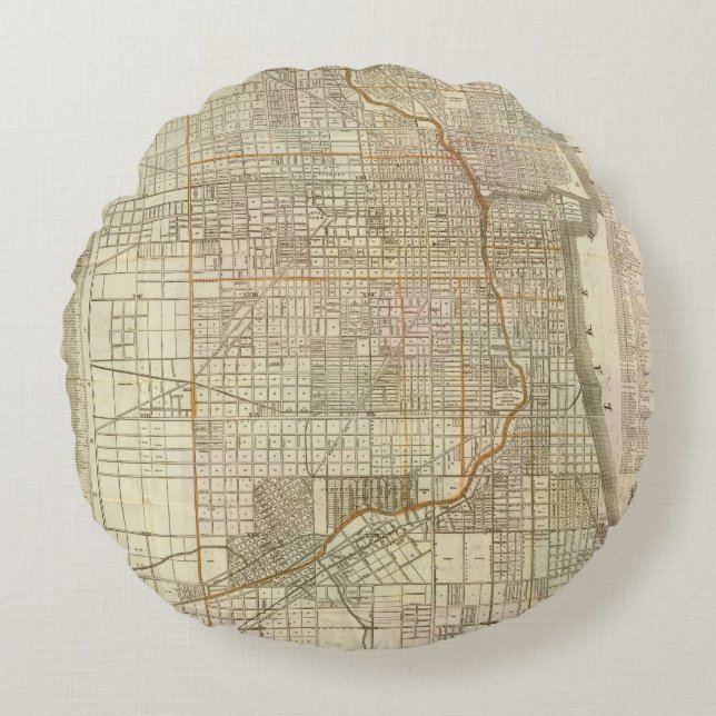 Blanchard's guide map of Chicago Round Cushion (Front)