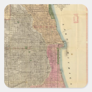 Blanchard's guide map of Chicago Square Sticker