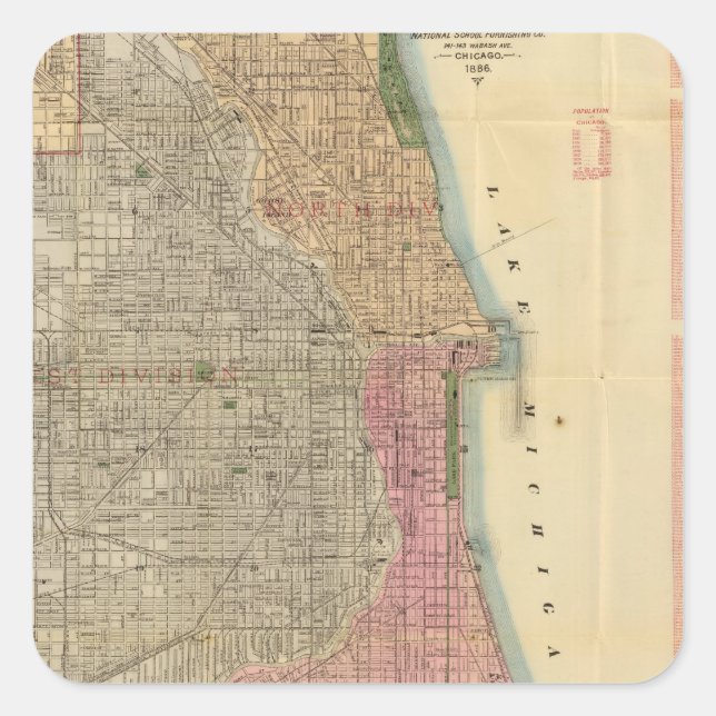 Blanchard's guide map of Chicago Square Sticker (Front)