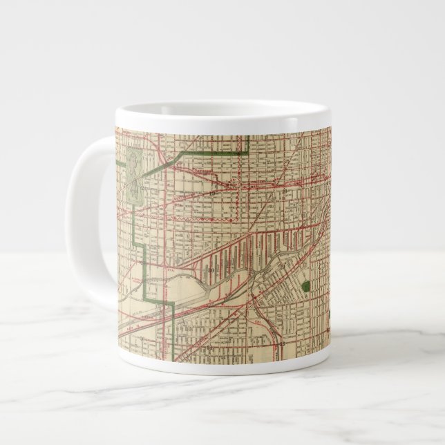 Blanchard's map of Chicago Large Coffee Mug (Front Left)