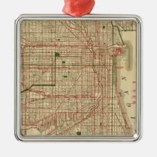 Blanchard's map of Chicago Metal Tree Decoration